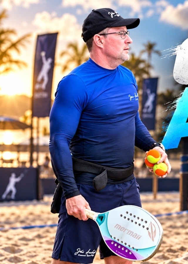Jair Amintas na quadra de Beach Tennis